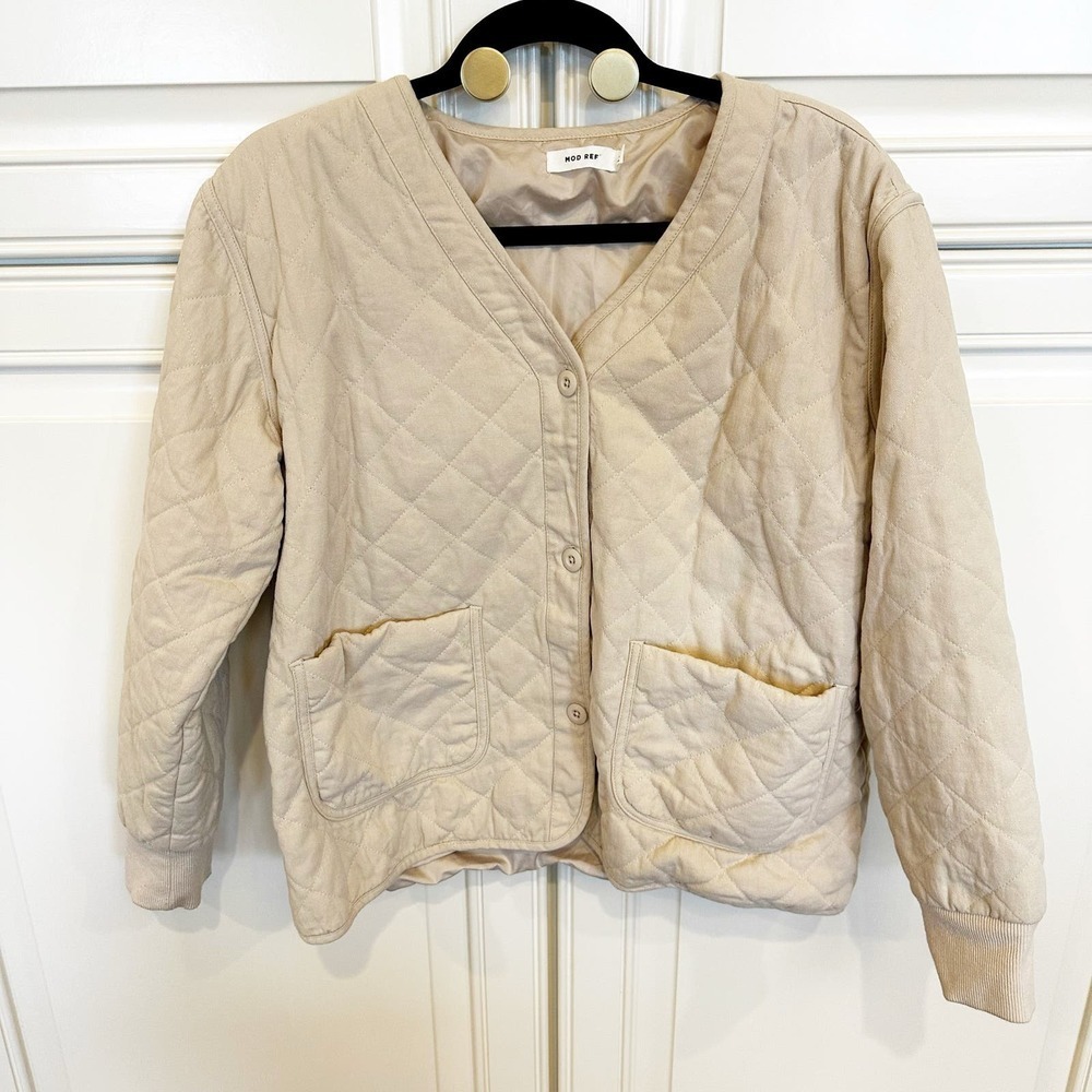 Mod Ref Women’s Beige Quilted Shacket Coat Jacket Minimalist Capsule‎
